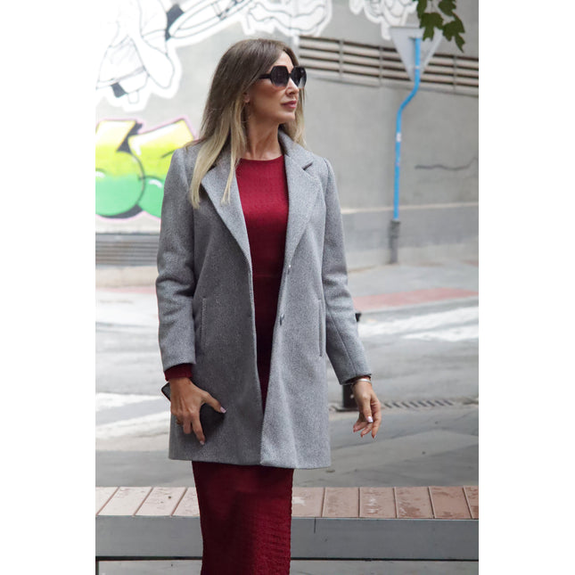 ABRIGO BOTONES SOLAPA ESPIGA